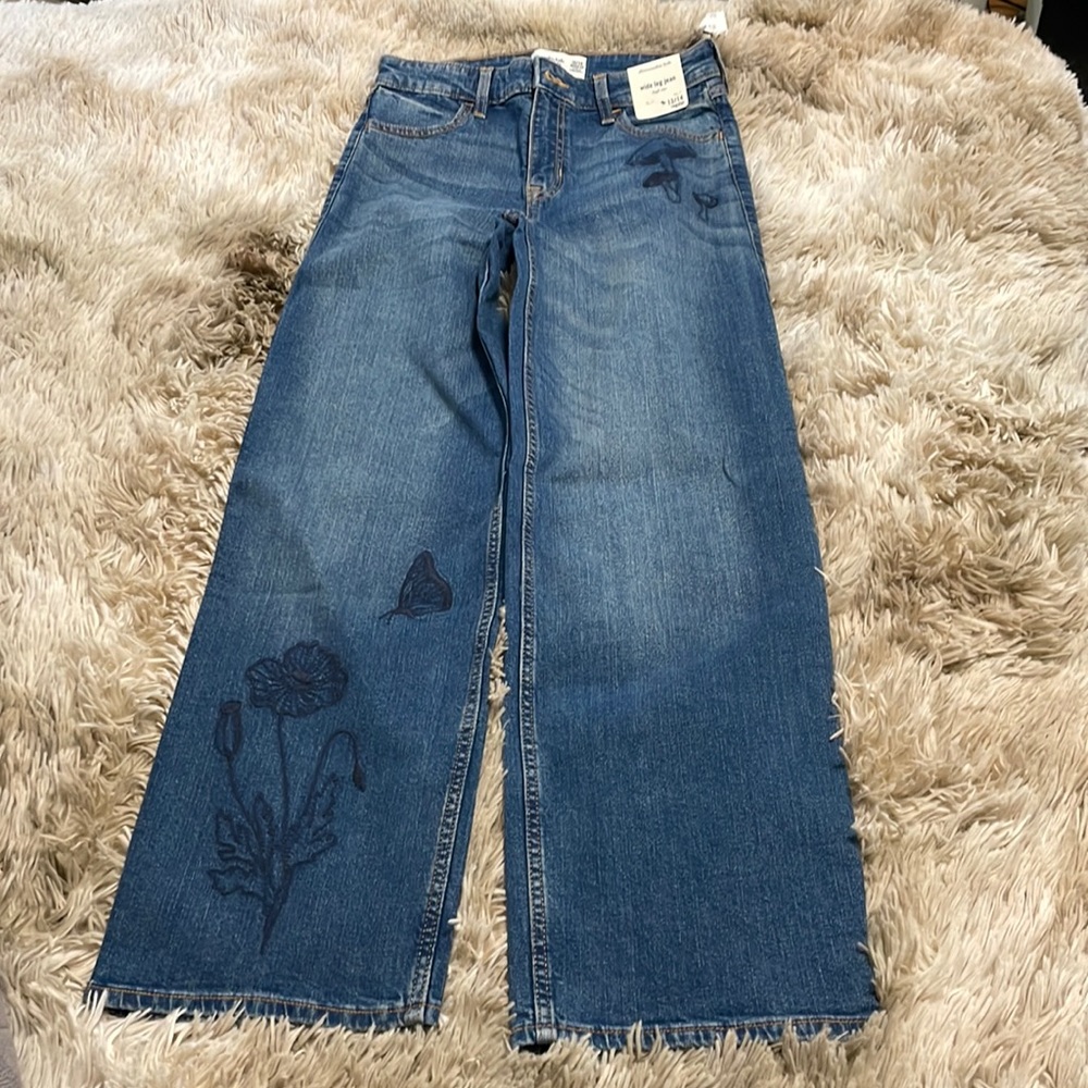 High rise wide leg Abercrombie kids 13/14 jeans